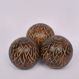 Samhita Decorative Mango Wood Round Balls Set Of 3 For Home Decor Modern Decorative Balls For Living Room Bedroom Kitchen Bathroom Office. -Like New