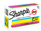 SHARPIE 27009 Pocket Style Highlighters, Chisel Tip, Fluorescent Pink, Box of 12