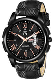 Redux Analogue Black Linear Designer Dial Leather Watch For Men'S Rws0214S