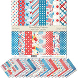 Pattern Paper Pack July 4th Scrapbook Premium Specialty Paper SingleSided 12x12 Collection Includes 16 Sheets by Miss K