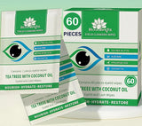 60 Pcs Tea Tree Oil Eyelid Cleansing Lash Wipes with Coconut Hyaluronic Acid Green Tea Chamomile Aloe Vera Itchy Stye Eyes Relie