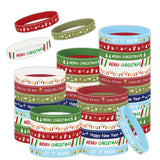 MATEPLUS 24Pcs Christmas Silicone Bracelets Xmas Rubber Wristbands for Family Holiday Party Favors Supplies for Kids Adults,Chri