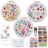 Embroiderymaterial Combo Of 3 Diy AnimalThemed Hand Embroidery Kits For Beginners | Printed Fabric With Hoop, Threads, Needles,