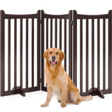 Yaheetech 36 H Extra Tall Freestanding Pet Gate 3-Panel Wooden Dog Fence with 2 Support Feet Folding Dog Gate for Indoor, Stair