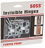 SOSS Door Hardware 103CUS26D Mortise Mount Invisible Hinges with 4 Holes, Zinc, Satin Chrome Finish, 11/2 Leaf Height, 1/2 