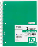 Notebook Spiral 3 Subject 120 Ct [Pack Of 3]