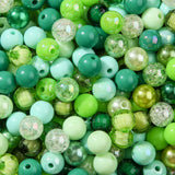 BERMRO 12mm Acrylic Beads 300pcs Green Focal Spacer Bead Chunk Bubblegum Beads for DIY Crafting Necklace Bracelet Jewelry Making