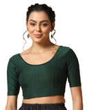 Toplot Cotton Blend Lycra Stretchable Round Neck Blouses For Women Readymade (Blouse-5058-Green-30),Green,30,B0BWYN8LLS