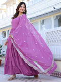 Wedani Georgette Sequins Work Anarkali Kurta Set For Women Light Purple,LIGHT PURPLE,L,Georgette,Anarkali,