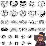 Containlol 40 Pcs Halloween Face Paint Stencils Face Painting Kit Include 30 Pumpkin Paint Stencils Masquerade Painting Stencil 