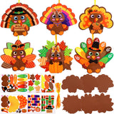 ceiba tree Turkey Foam Crafts Kit for Kids 12 Sets Thanksgiving Craft Kits Hanging Ornament with Foam Self Adhesive Stickers for