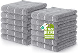 Utopia Towels 12 Pack Microfiber Fingertip Wash Cloths 12x12 Inch Grey