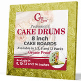 Cakebon Square Cake Boards - Sturdy 1/2 Inch Thick Cake Drums - 8 Inch Professionally Wrapped Edges Gold 1-Pack