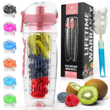 Zulay Kitchen 34 oz Large, Leakproof Fruit Infuser Water Bottle with Anti-Slip Grip - Men and Women's Ideal Fitness Gift Or For 