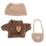 3pcs Clothes Outfit for 17cm Dolls, Brown and Khaki Doll Costume Accessories with Designer Clothes Hat Crossbody Bags for Decora