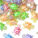 LiQunSweet 30 pcs Mixed Colors Sea Turtle Theme Acrylic Beads UV Plated Iridescent Tortoise Ocean Animal Spacer Beads for Bracel