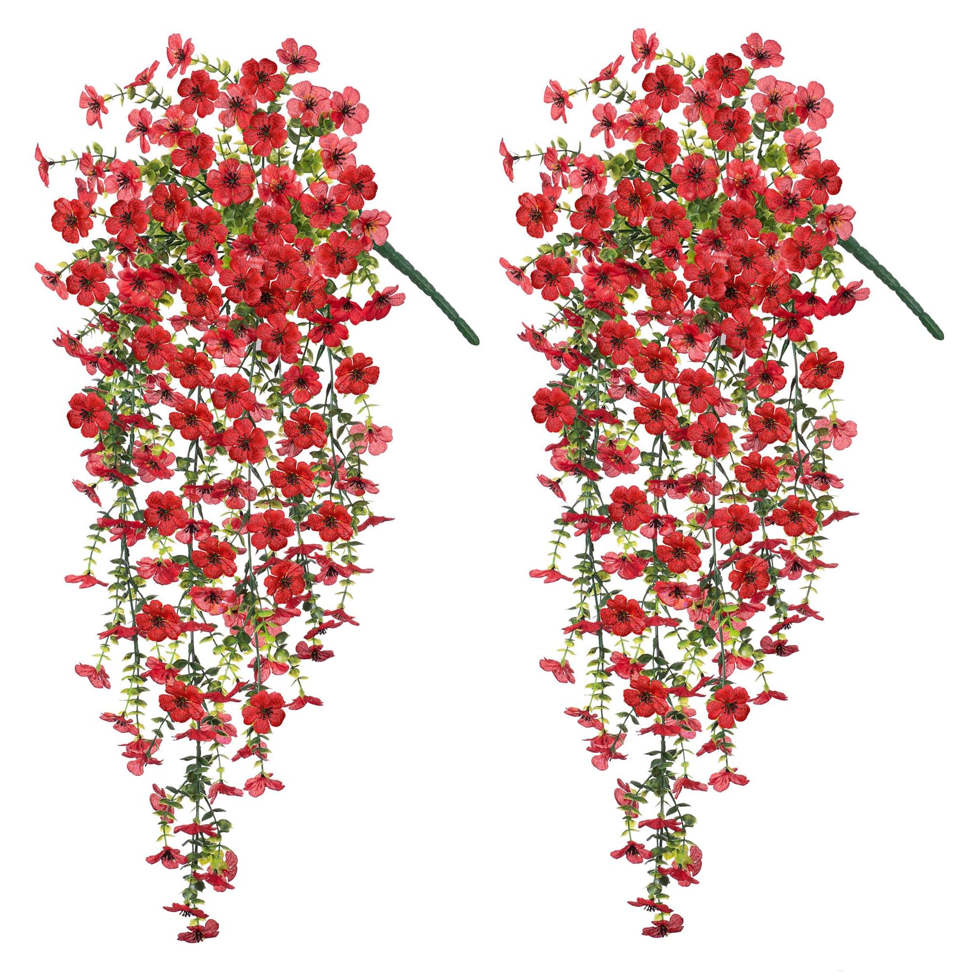 Ammyoo Artificial Hanging Flowers for Outdoors Fake Plants Spring Summer Decoration, 2 Pack Silk Colorful Daisy Realistic Faux O