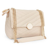Adisa Women'S Girls Quilted Cross Body Sling Bag With Gold Chain (Sl5136_Off White),Off-White,,B0D6X2FBM6