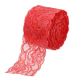 MECCANIXITY Lace Trim 10 Yards 2 Inch Flower Elastic Lace Ribbons for Craft Gift Package Decoration Wedding Headbands Red