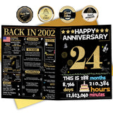 Joycard 24th Anniversary Card for Women Men, Wedding Card for Wife Husband, Sweet Marriage Decorations Gifts for Couple, Perfect