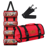 Wessleco Canvas Tool Roll Up Bag, Multi-Purpose Wrench Organizer, Hvac Tool Bag with 4 Pockets (Red)