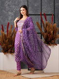 Gosriki Women'S Cotton Blend Straight Printed Kurta With Pant & Dupatta (Doremi-Purple-Gs_S_Purple_Small),Purple,,B0D5VKW83G