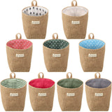 Boao 9 Pcs Mini Wall Hanging Storage Bags Cotton Linen Storage Basket Small Foldable Family Organizer Box Decorative Hanging Bas