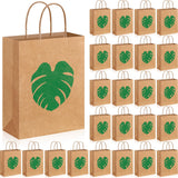 Kolldenn 24 Pcs Kraft Hawaiian Tropical Gift Bags Palm Leaves Luau Party Favor Goodie Treat Bags with Handle for Summer Hawaii A
