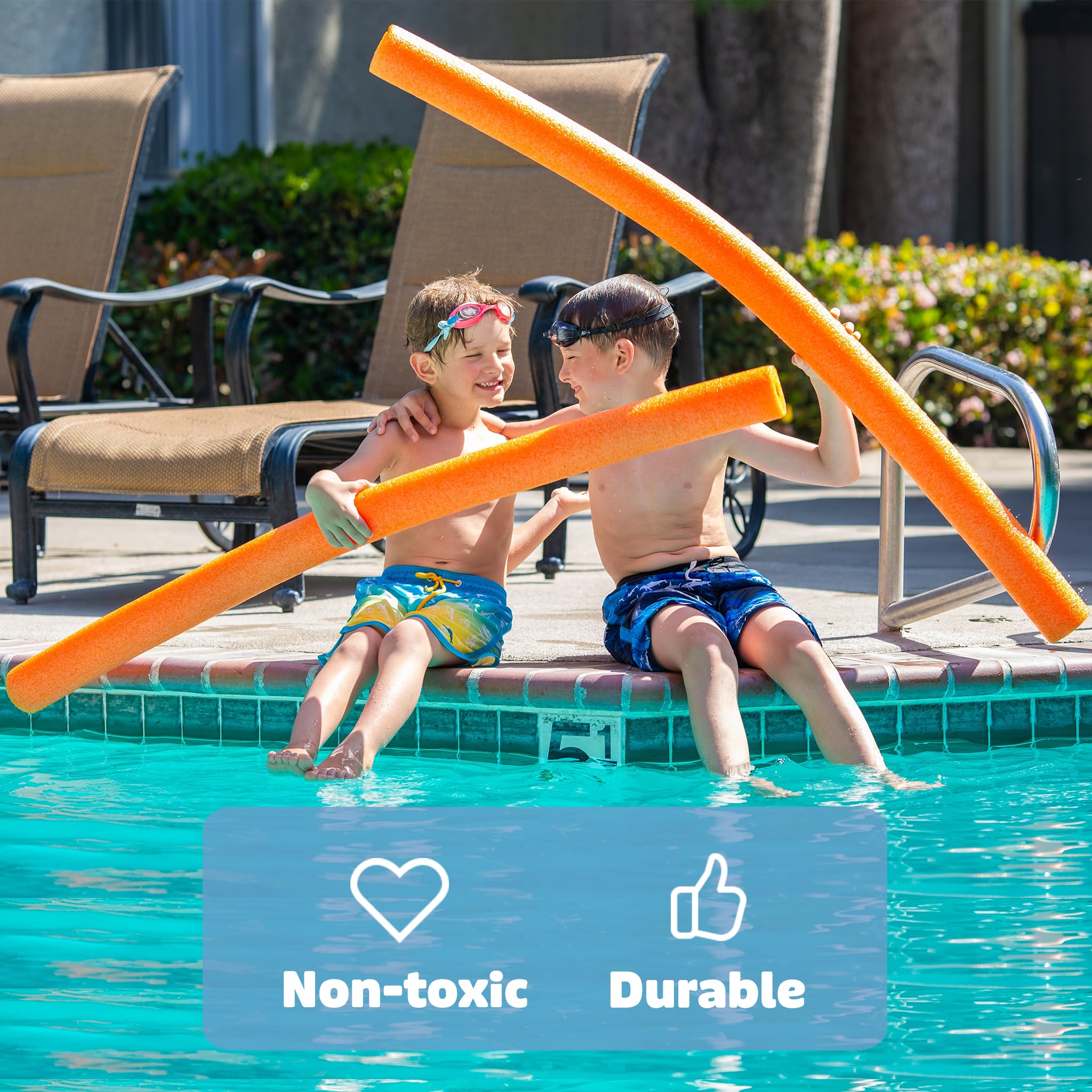 Oodles of Noodles Deluxe Foam Pool Swim Noodles - 6 Pack Orange