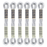 6 Skeins Embroidery Thread, Metallic Silver Embroidery Floss Friendship Bracelet String, Polyester Cross-Stitch Threads Friendsh