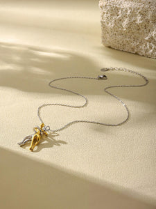 Couple Embrace Pendant Necklace Dual-Tone Stainless Steel Hugging Lovers Pendant 16.1''+1.9'' Chain, 8.5g