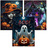 igoodom Diamond Art Kits for Adults, 3 Pack Halloween Diamond Painting Kit, Full Drill Round Halloween Diamond Art Kits, DIY Gem