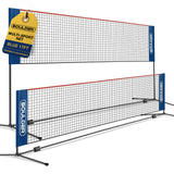 Boulder Portable Badminton Net Set - For Tennis Soccer Tennis Pickleball Kids Volleyball - Easy Setup Nylon Sports Net With Poles (Blue/Red 17 Ft) -Like New