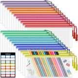 24pcs Mesh Zipper Pouch Bags 9.3 x 4.7 Inches, 8 Color Small Clear Pouches Bulk, Travel Cosmetics Organization, Classroom and Of