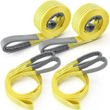 Vincreem 4 Pcs Lift Sling Straps Heavy Duty Web Slings Straps Polyester Nylon for Hoist Car Outdoor Using (Yellow,2x10,14000l