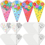 Moinchore 48 Pcs Fall Christmas Crafts Bouquet Color Your Own Paper Bouquet Coloring DIY Crafts Happy Teachers Mom Grandparent G