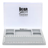 The Beadsmith Mini Bead Board, Grey Flocked, 4 Straight Channels, 5 Recessed Compartments, 7.75 x 11.25 inches, Design Boards fo