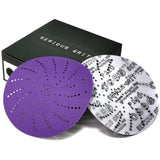 Serious Grit 6-Inch 220 Grit Ceramic Multi-Hole Hook & Loop Sanding Discs - Advanced Grain for Fast Cutting & Long Life - Film-B
