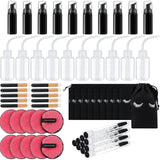 Dansib 60 Pcs Lash Shampoo Brushes Set 10 Lash Shampoo Brushes 10 Mascara Tubes and Wands 10 Foam Pump Bottle 10 Cleaning Rinse 