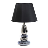 Elegant Designs Lt1039-Blu Stacked Chrome And Metallic Blue Stones Ceramic Table Lamp With Black Shade