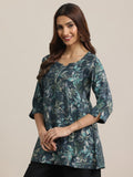 Libas Women'S Silk Blend Yoke Design A-Line Kurti (26738R_Grey Grey Xl