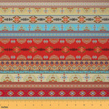 Feelyou Boho Geometric Fabric by The Yard, Bohemian Mandala Style Striped Upholstery Fabric for Chairs, Retro European Floral De