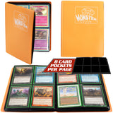 Monster 4 Pocket Trading Card Binder - Matte Orange Album, Anti-Theft & Anti-Drop TCG Protection w Side Loading Pockets, Holds 1