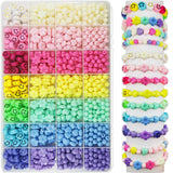 JJzxwish 1260pcs Acrylic Pastel Beads, 28 Color Candy Kit, 4 Shapes Flower Heart Face Round, Lightweight for Jewelry Making, DIY
