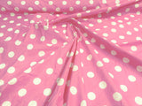 New Creations Fabric & Foam Inc, 60 Wide by Premium Polka Dot Poly Cotton Fabric (White Dot on Pink, 2 Yards)