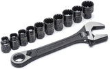 Crescent 11 Pc. PassThru X6 Black Oxide Adjustable Wrench and Spline Socket Set CPTAW8