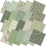 HunnmingRe 20 Pcs 10x10 Sage Green Quilting Fabric Square Vintage Sage Floral Quiltted Fabric Bundle Retro Green Precuts Pri