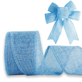 JaoZuyard Blue Burlap Ribbon 1-1/2 inch X 10 Yard Natural Burlap Woven Wired Ribbons DIY Handmade Edging Production Wreath Holid