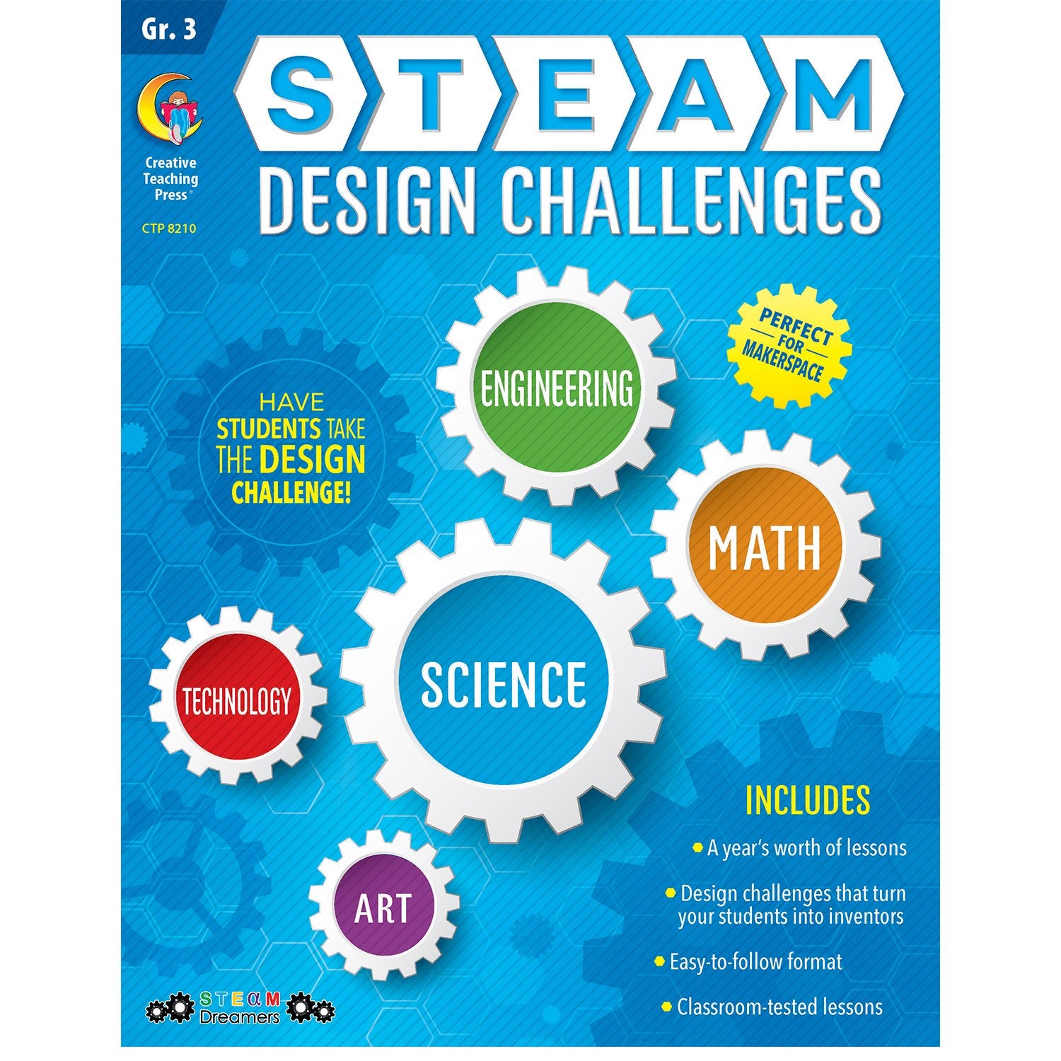 Creative Teaching Press Steam Design Challenges Resource Book, 3Rd Grade (Science, Technology, Engineering, Art, Math) (8210)