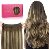 WENNALIFE Wire Hair Extensions (Increase 50% Lifespan) Real Human Hair 22 inch 120g Balayage Chocolate Brown to Honey Blonde Rem
